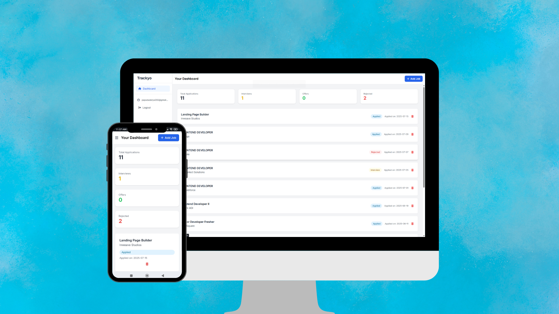 Trackyo app dashboard screenshot